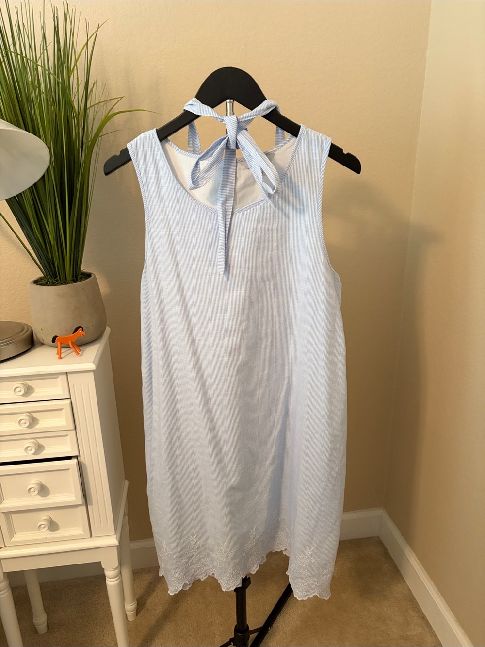 Craft & Barrow pinstripe embroidered Cotton sundress M
